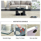 47.2  Modern Rectangular Coffee Table with Tempered Glass Tabletop and MDF Legs