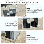 47.2  Modern Rectangular Coffee Table with Tempered Glass Tabletop and MDF Legs