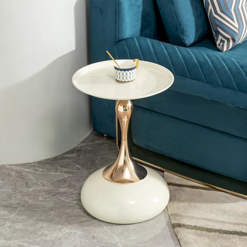 14.96  Gold Finish Carbon Steel Side Table, Modern Design