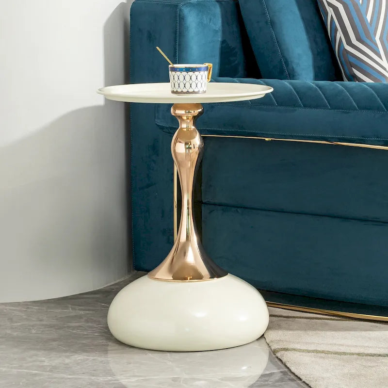 14.96  Gold Finish Carbon Steel Side Table, Modern Design