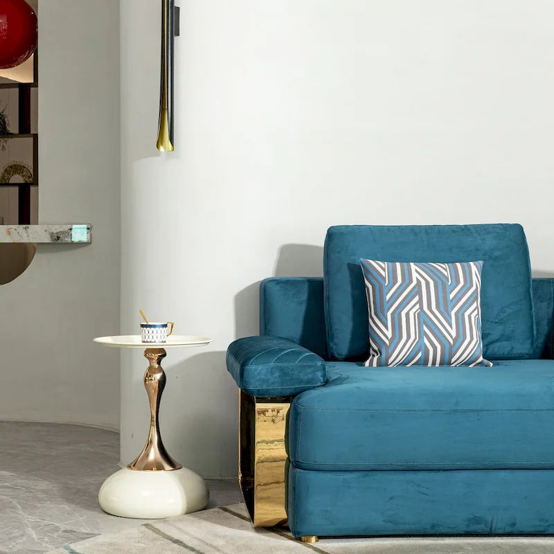 14.96  Gold Finish Carbon Steel Side Table, Modern Design