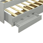 Gray Twin XL Platform Bed with LED Headboard & Drawers