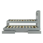 Gray Twin XL Platform Bed with LED Headboard & Drawers