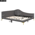 Grey Full Size Upholstered Daybed with Armrest