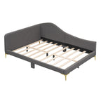 Grey Full Size Upholstered Daybed with Armrest