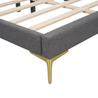 Grey Full Size Upholstered Daybed with Armrest