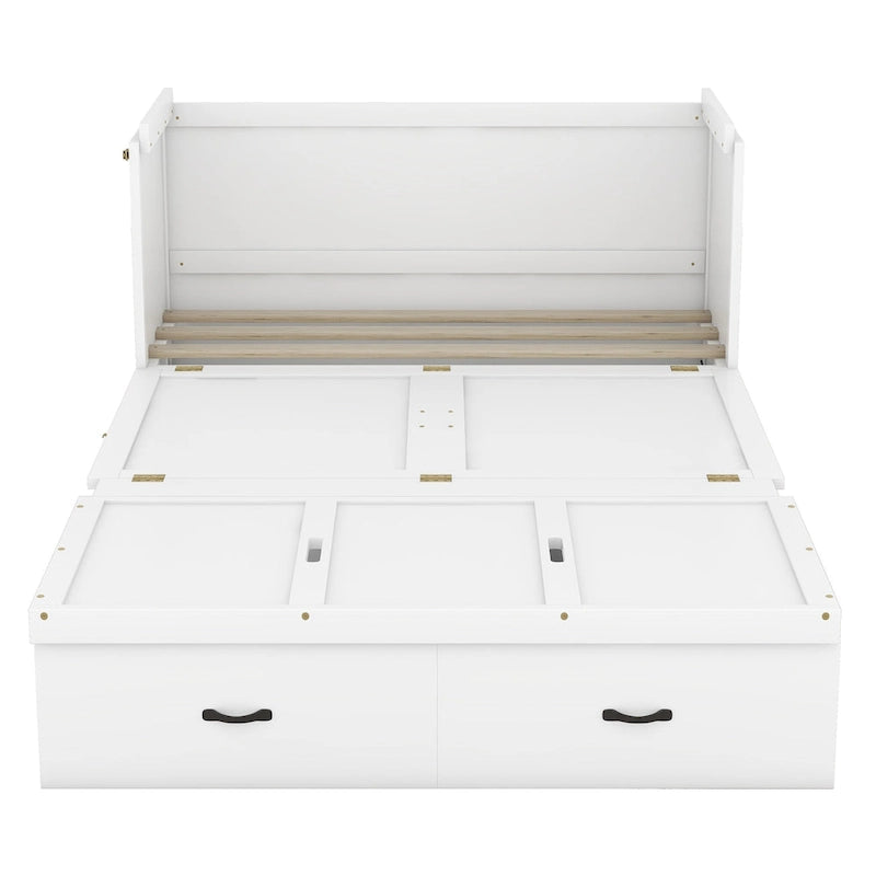 Full Pine Murphy Bed with USB & Drawer