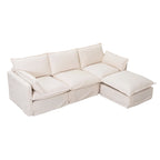93.31  Faux Linen Modular Sectional Sofa with Ottoman, Wood Frame