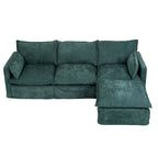 93.31  Faux Linen Modular Sectional Sofa with Ottoman, Wood Frame