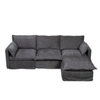 93.31  Faux Linen Modular Sectional Sofa with Ottoman, Wood Frame