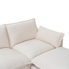 93.31  Faux Linen Modular Sectional Sofa with Ottoman, Wood Frame