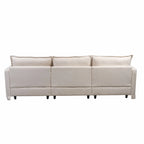 93.31  Faux Linen Modular Sectional Sofa with Ottoman, Wood Frame