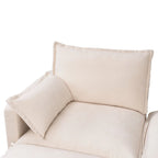 93.31  Faux Linen Modular Sectional Sofa with Ottoman, Wood Frame