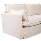 93.31  Faux Linen Modular Sectional Sofa with Ottoman, Wood Frame