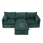 93.31  Faux Linen Modular Sectional Sofa with Ottoman, Wood Frame
