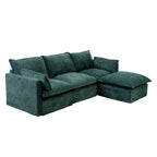 93.31  Faux Linen Modular Sectional Sofa with Ottoman, Wood Frame