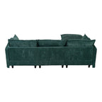 93.31  Faux Linen Modular Sectional Sofa with Ottoman, Wood Frame
