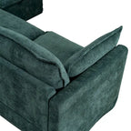 93.31  Faux Linen Modular Sectional Sofa with Ottoman, Wood Frame