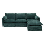 93.31  Faux Linen Modular Sectional Sofa with Ottoman, Wood Frame