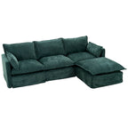 93.31  Faux Linen Modular Sectional Sofa with Ottoman, Wood Frame