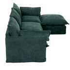 93.31  Faux Linen Modular Sectional Sofa with Ottoman, Wood Frame