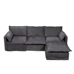 93.31  Faux Linen Modular Sectional Sofa with Ottoman, Wood Frame