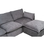 93.31  Faux Linen Modular Sectional Sofa with Ottoman, Wood Frame
