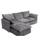 93.31  Faux Linen Modular Sectional Sofa with Ottoman, Wood Frame