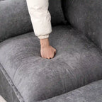 93.31  Faux Linen Modular Sectional Sofa with Ottoman, Wood Frame