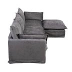 93.31  Faux Linen Modular Sectional Sofa with Ottoman, Wood Frame