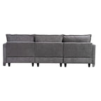 93.31  Faux Linen Modular Sectional Sofa with Ottoman, Wood Frame