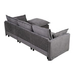 93.31  Faux Linen Modular Sectional Sofa with Ottoman, Wood Frame