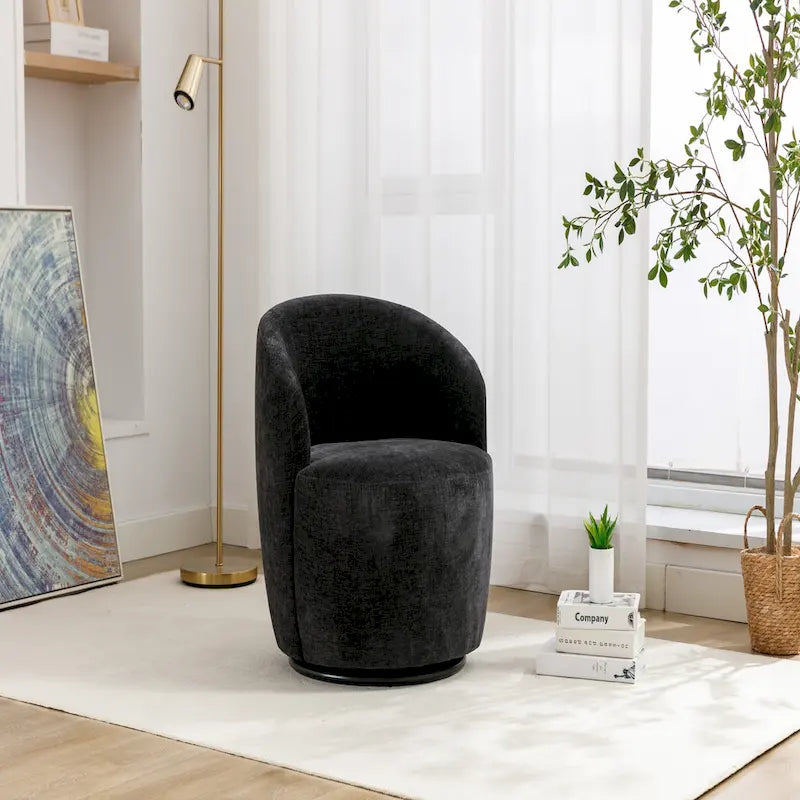 Chenille Fabric Swivel Accent Armchair