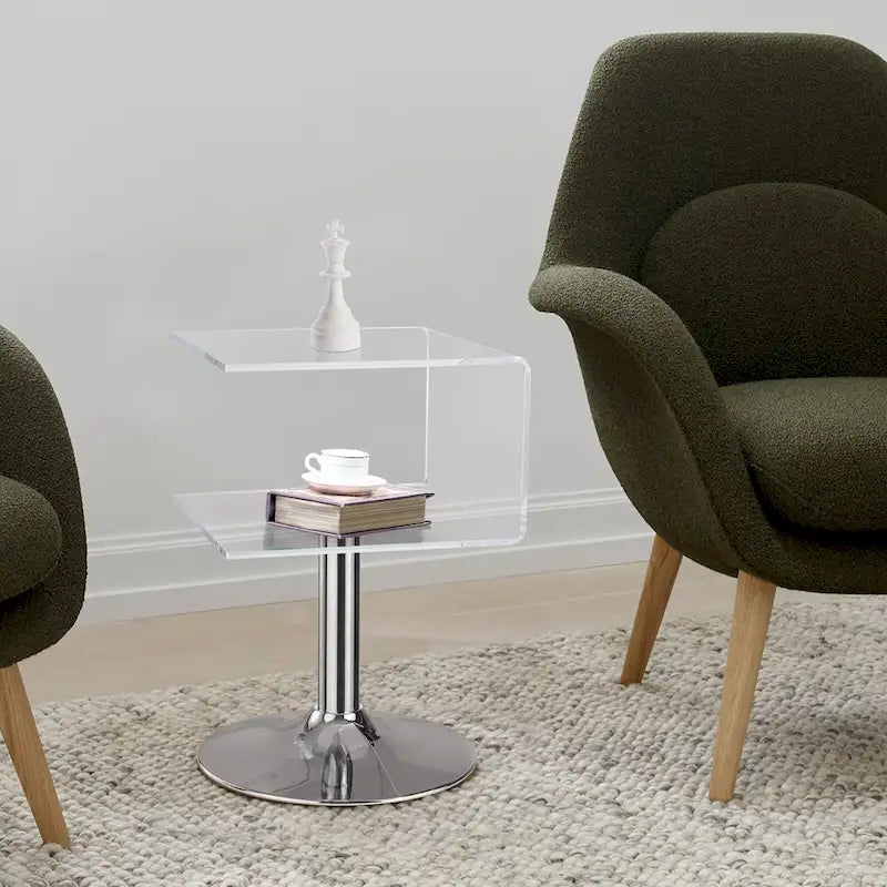 Modern Acrylic Clear Side Table C-shaped End Table - 23.6 H x 15.8 W x 15.8 L