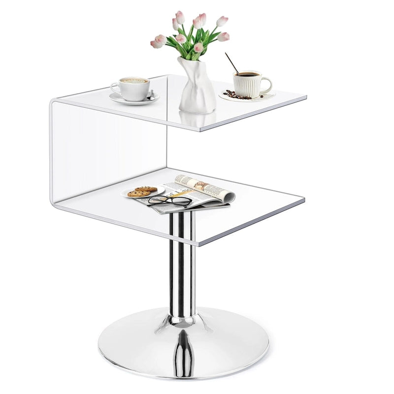 Modern Acrylic Clear Side Table C-shaped End Table - 23.6 H x 15.8 W x 15.8 L