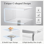 Modern Acrylic Clear Side Table C-shaped End Table - 23.6 H x 15.8 W x 15.8 L
