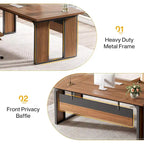 L Shaped Office Table with 47 Inch File Cabinet, Wood Business Furniture Set for Home Office