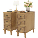 Solid Wood 3 - Drawer End Table Set,Fully Assembled Narrow Side Table