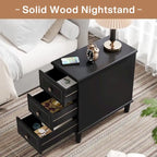 Solid Wood 3 - Drawer End Table Set,Fully Assembled Narrow Side Table