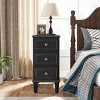 Solid Wood 3 - Drawer End Table Set,Fully Assembled Narrow Side Table