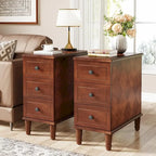 Solid Wood 3 - Drawer End Table Set,Fully Assembled Narrow Side Table