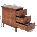 Solid Wood 3 - Drawer End Table Set,Fully Assembled Narrow Side Table