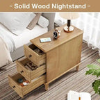 Solid Wood 3 - Drawer End Table Set,Fully Assembled Narrow Side Table