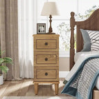 Solid Wood 3 - Drawer End Table Set,Fully Assembled Narrow Side Table