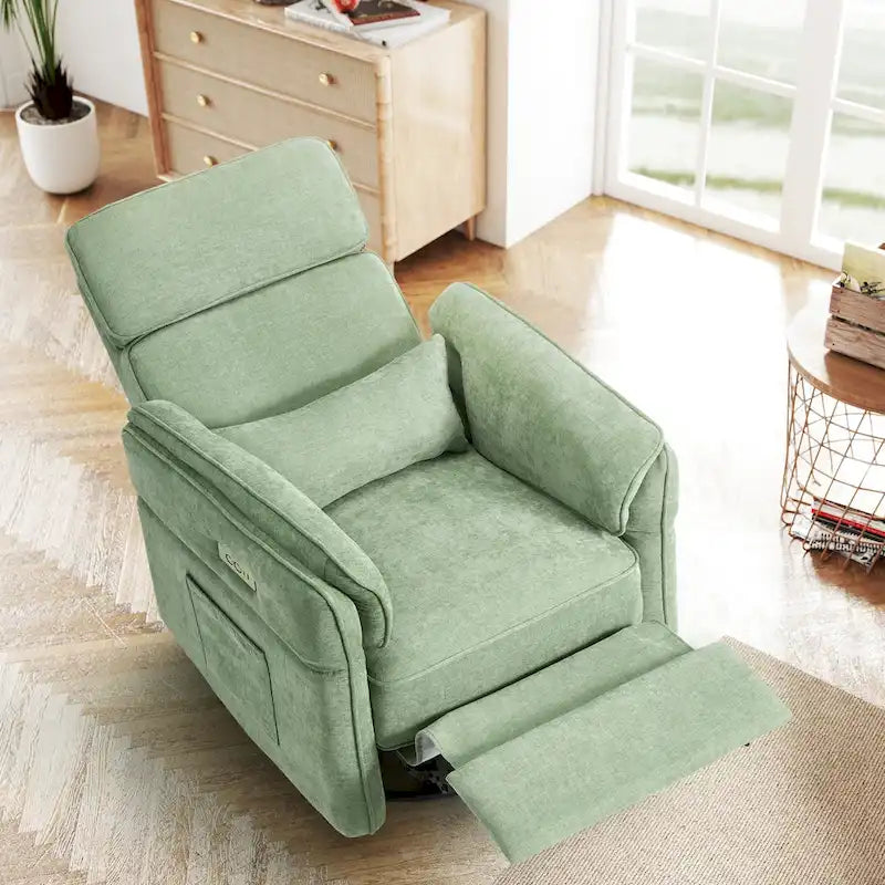 EROMMY Power Swivel Rocker Recliner Chair with Adjustable Headrest and Armrests, USB & Type-C Charging, Nursery Glider Recliner