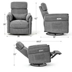 EROMMY Power Swivel Rocker Recliner Chair with Adjustable Headrest and Armrests, USB & Type-C Charging, Nursery Glider Recliner