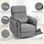 EROMMY Power Swivel Rocker Recliner Chair with Adjustable Headrest and Armrests, USB & Type-C Charging, Nursery Glider Recliner