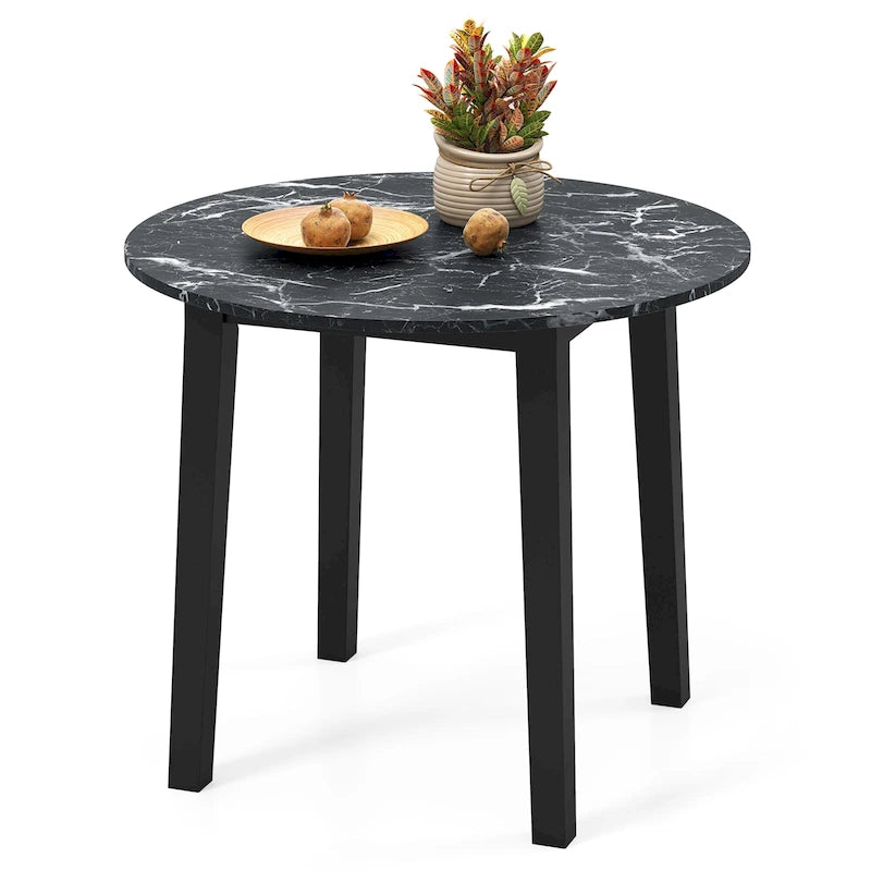 Gymax 35  Kitchen Table Round Dining Table w/ Marble-textured Veneer