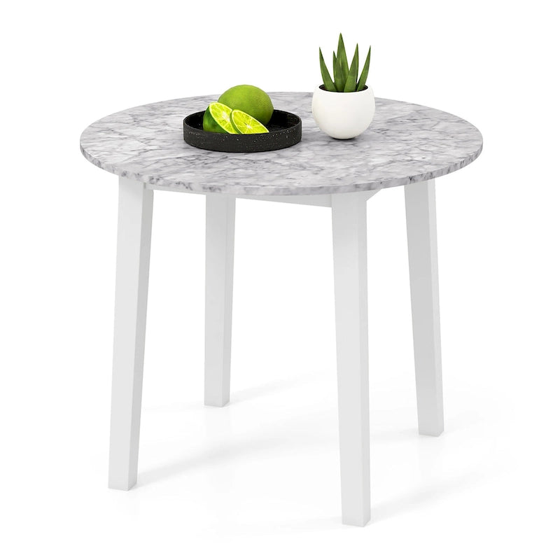 Gymax 35  Kitchen Table Round Dining Table w/ Marble-textured Veneer