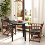 Gymax 35  Kitchen Table Round Dining Table w/ Marble-textured Veneer